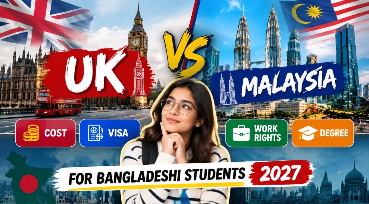 Bangladeshi student comparing studying in the UK and Malaysia, representing a UK vs Malaysia study abroad comparison